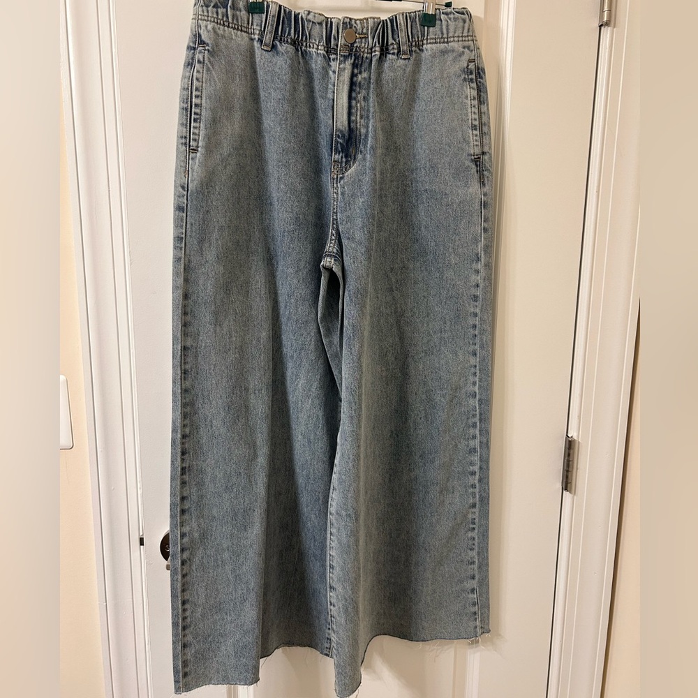 Easel Blue Flare Wide Leg Jeans